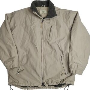 American Eagle Sherpa Lined Jacket Coat Men Large Beige Military Bomber Full Zip